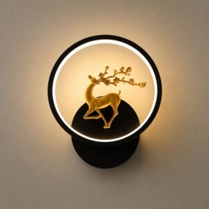 Round Golden Reindeer Wall Lamp 12W