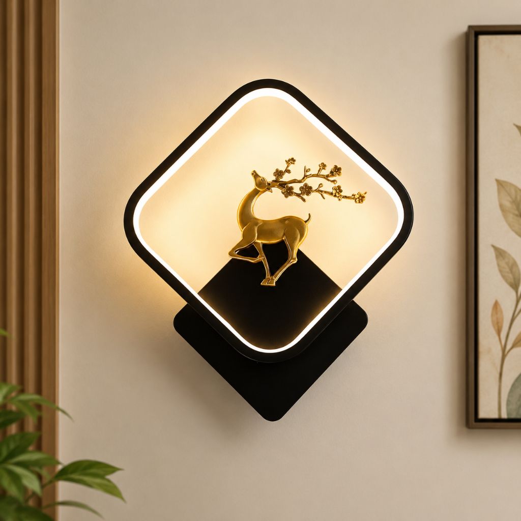 Square Golden Reindeer Wall Lamp 12W - Image 2