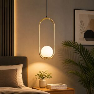 Modern Oval Pendant Light with Frosted Globe